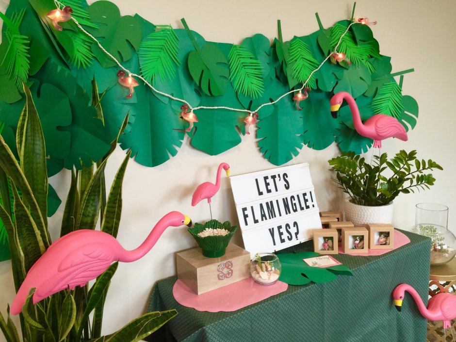Растяжка с днем рождения Фламинго