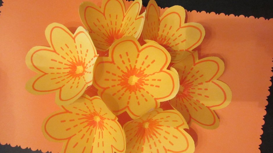 Объемная открытка с цветами пошагово