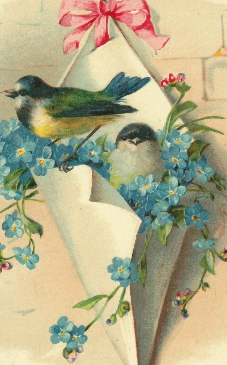 Винтажные открытки с птичками
