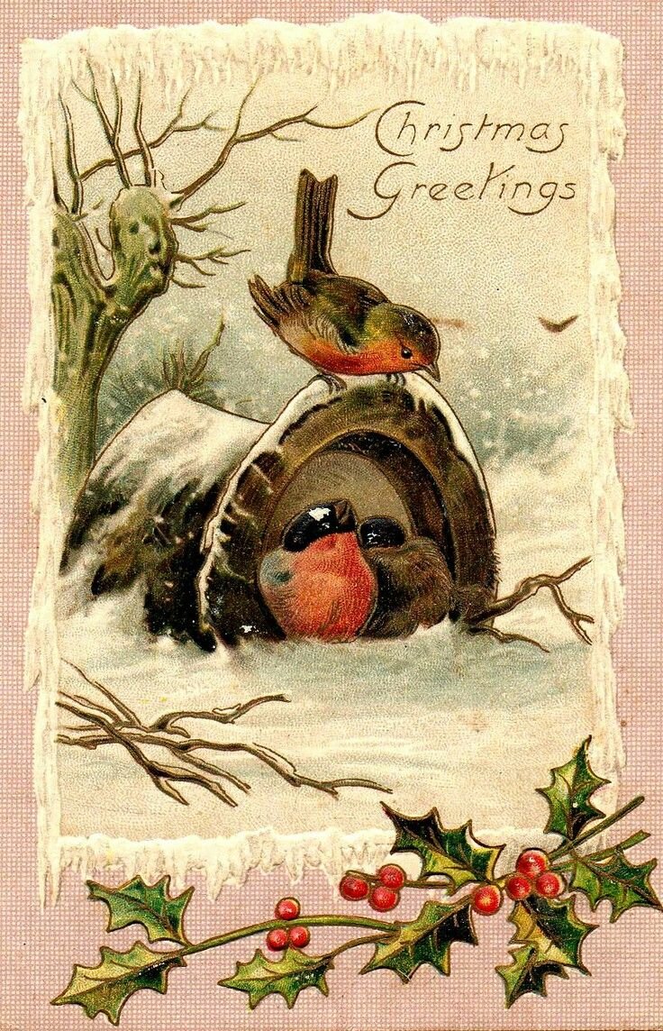 Старые Рождественские открытки английские