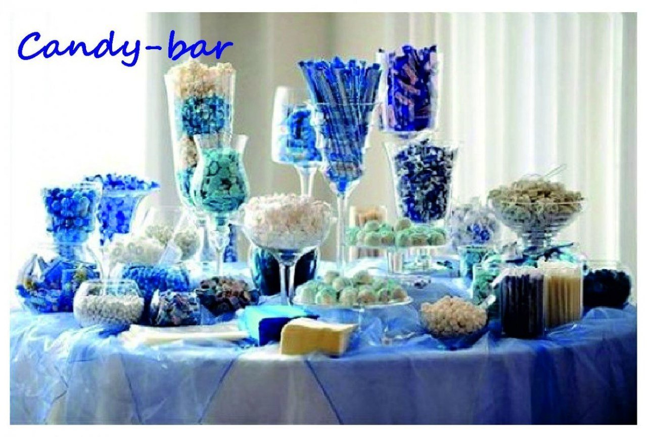 Кенди бар свадьба в синем цвете