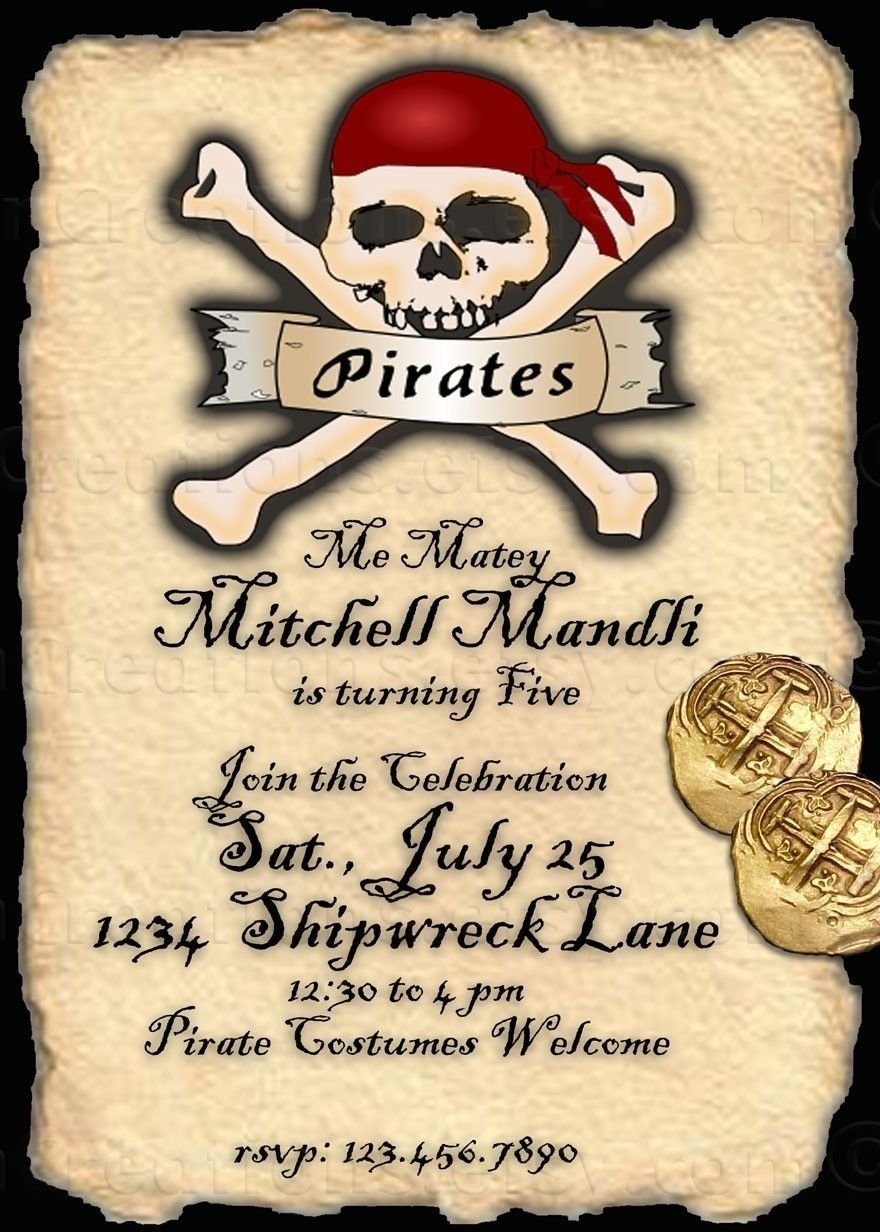 Приглашение на пиратскую вечеринку