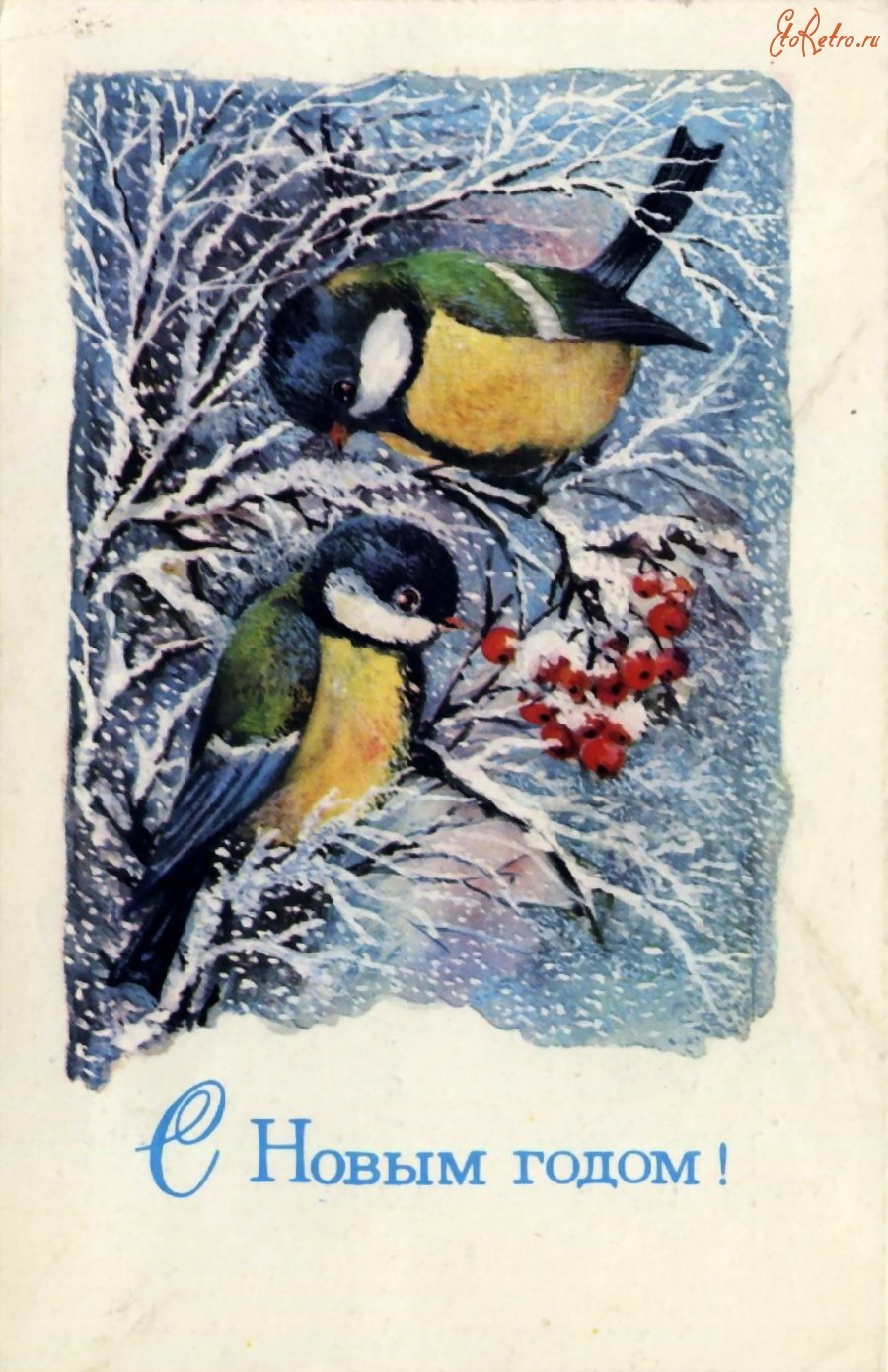 Новогодние открытки с птичками