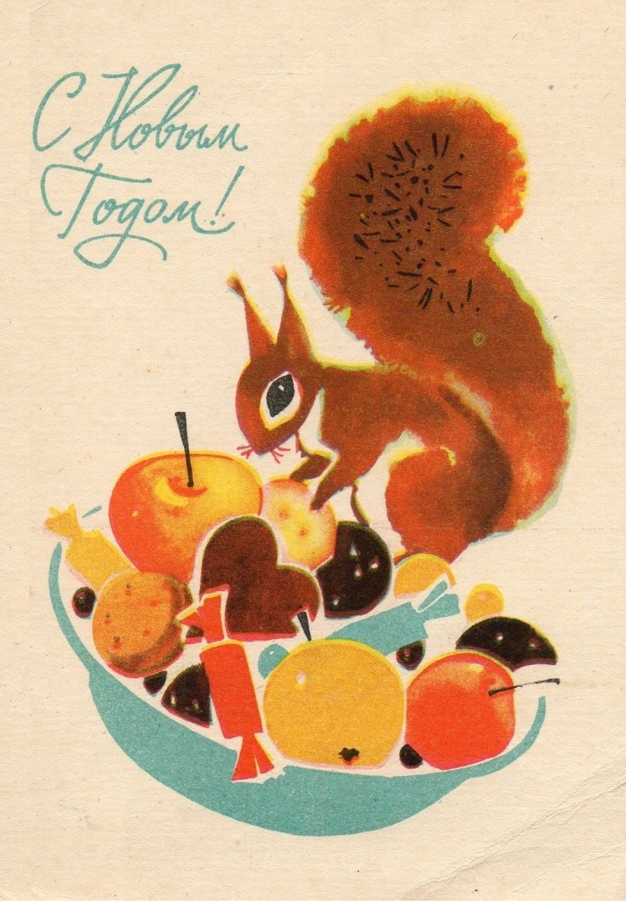 Белка Советская открытка