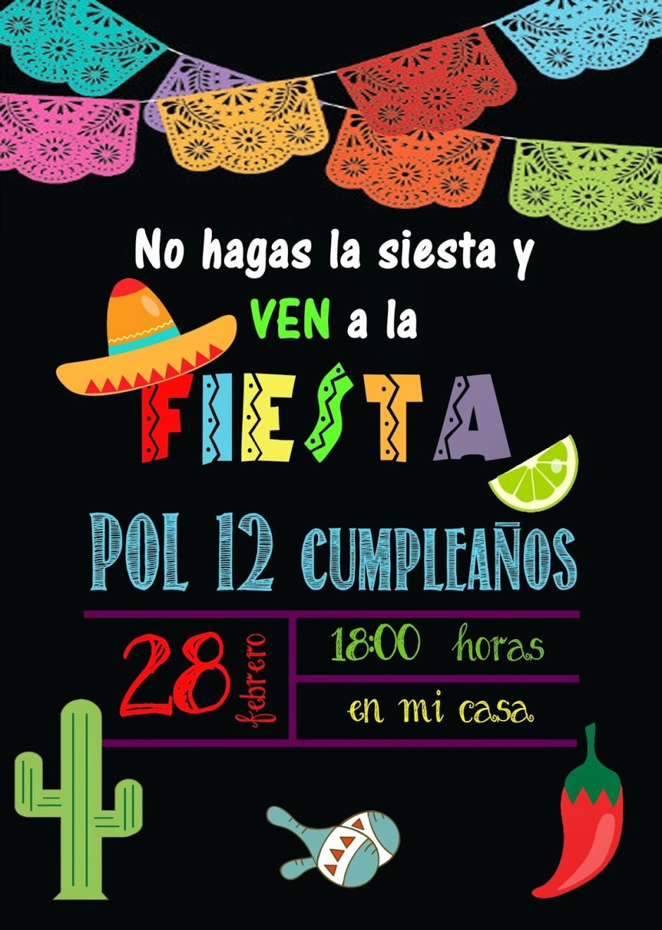 Приглашение на день рождения в мексиканском стиле