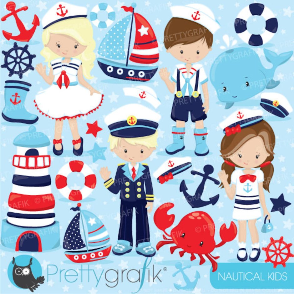 Иллюстрации векторные моряков для детей