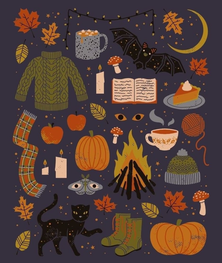 Осенние рисунки на Хэллоуин
