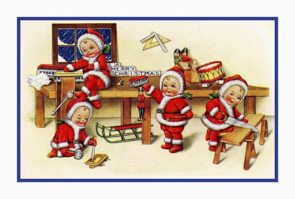 Старинные открытки Merry Christmas fun