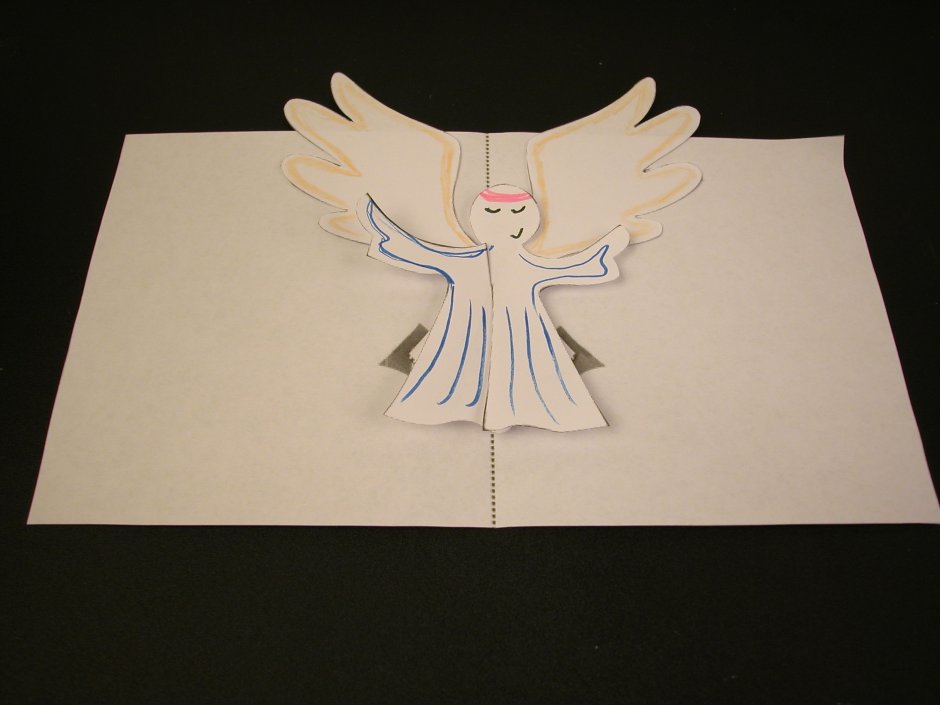 Объемная открытка ангела из бумаги