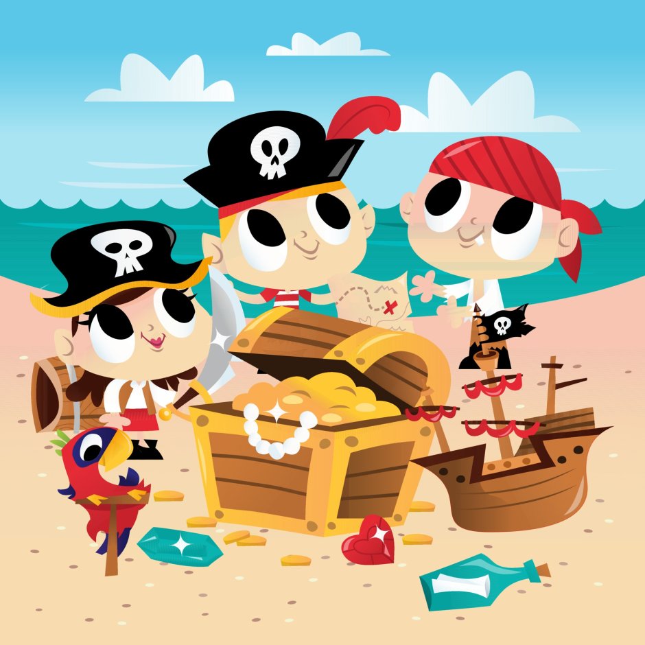 Картина пираты на пляже разными цветами