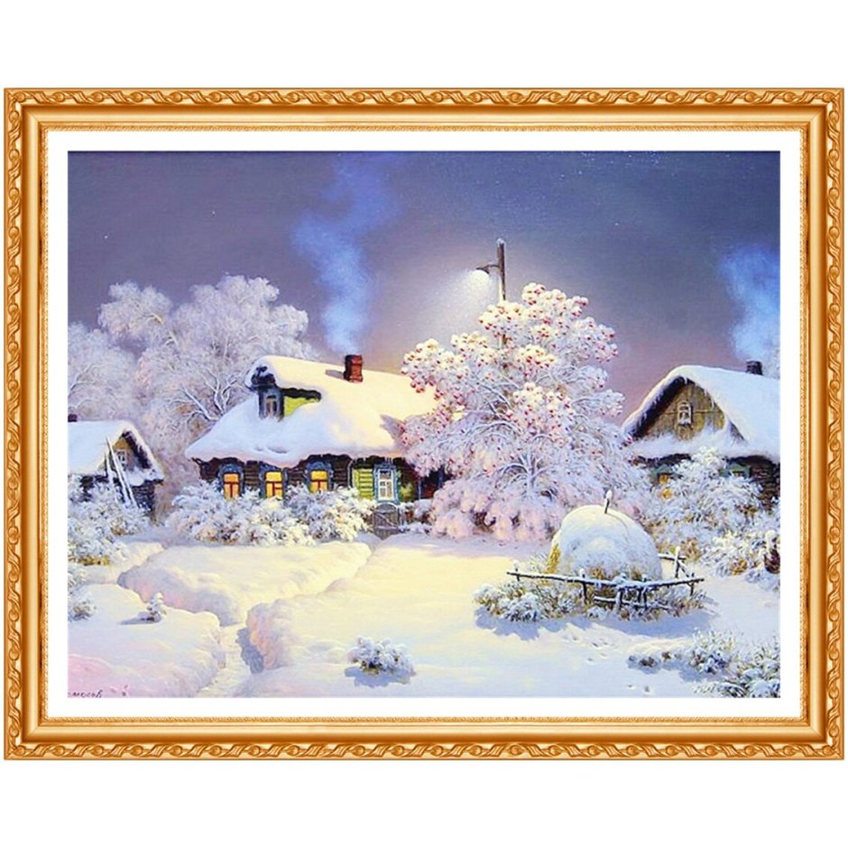 Зима в деревне картинки анимация