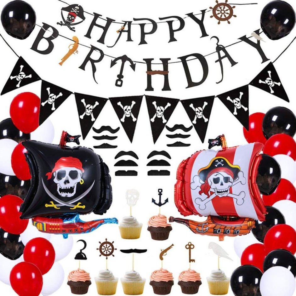 Надпись с днем рождения в пиратском стиле