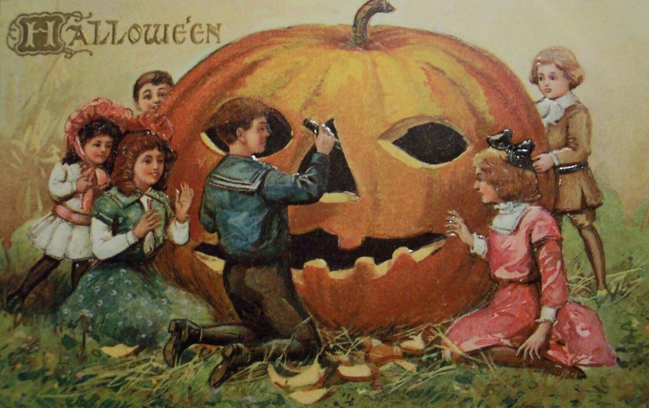 Хэллоуин старые открытки