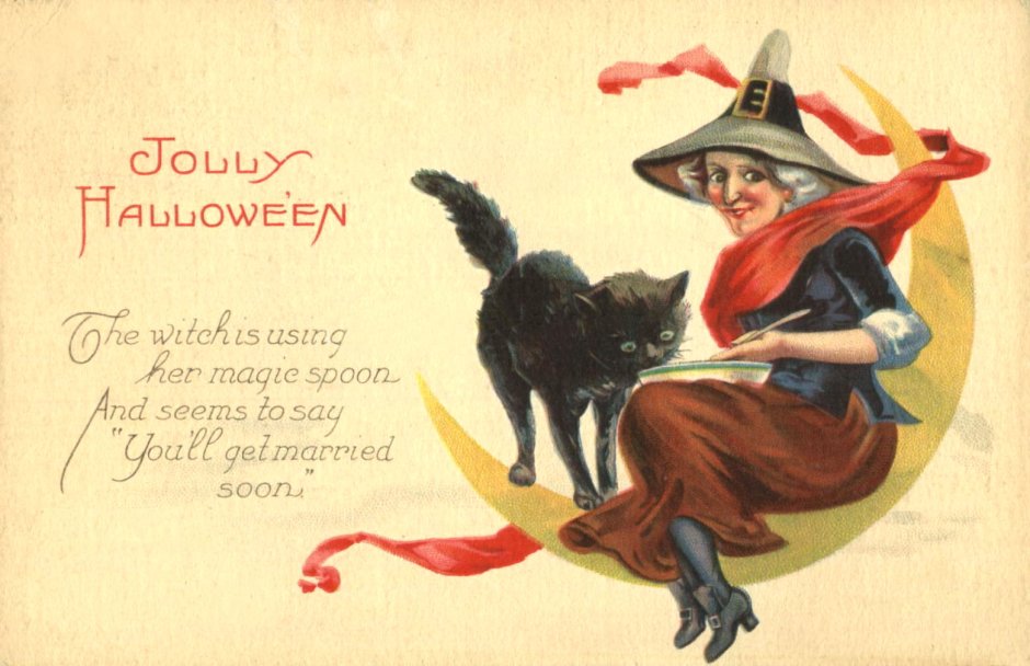Винтажные открытки с ведьмами и водяными