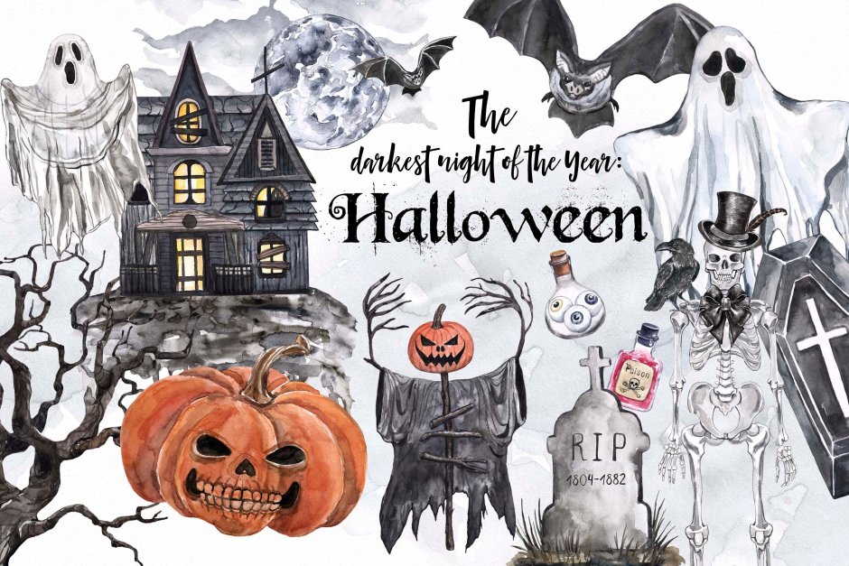 Halloween Scarecrow Watercolor Clipart