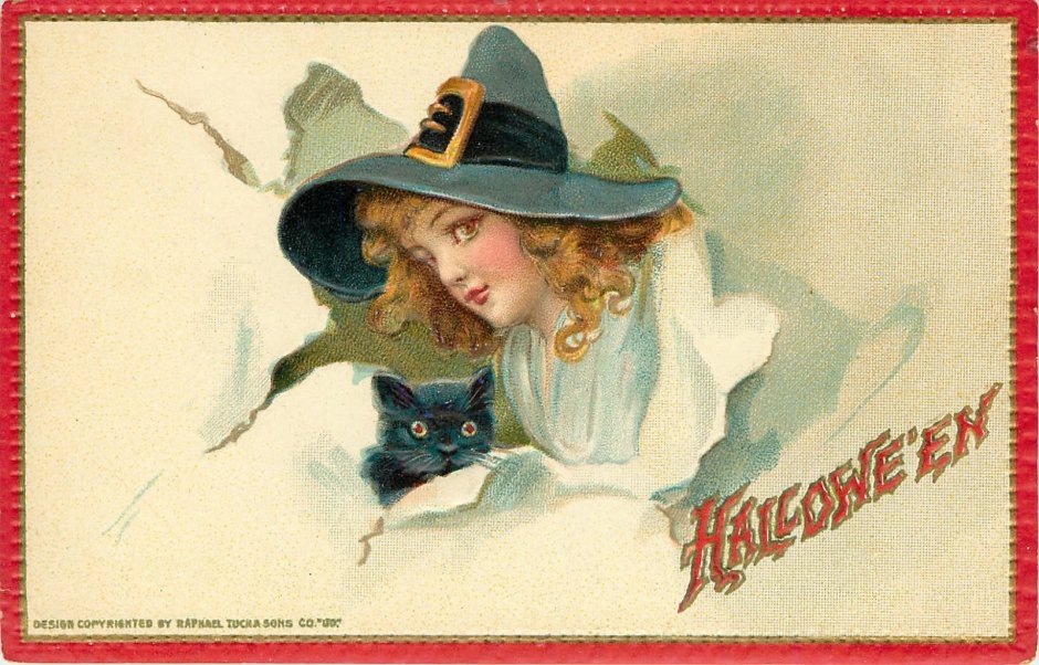 Ведьма ретро открытки