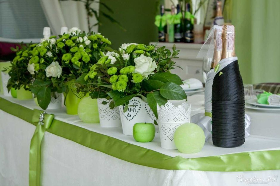 Декор свадьбы в зеленом цвете