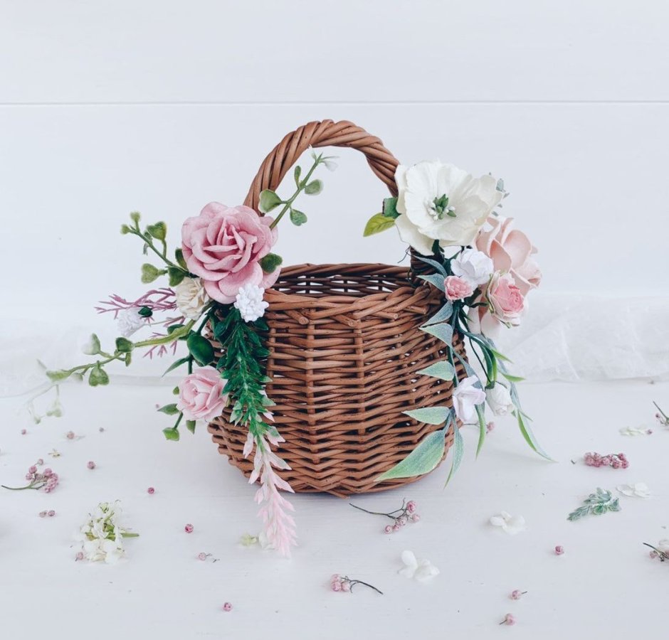 Easter Basket with Willow and Flowers