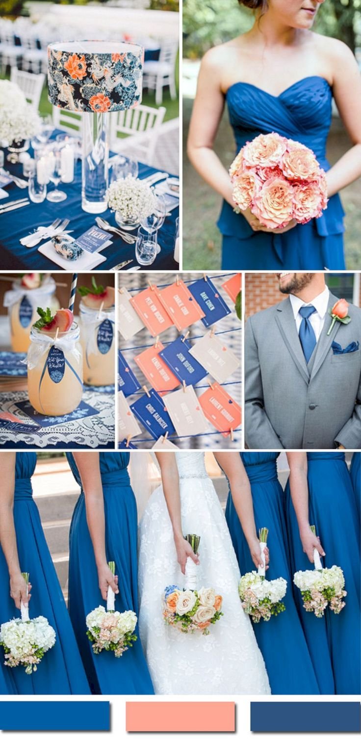 Свадьба голубой и персиковый цвет