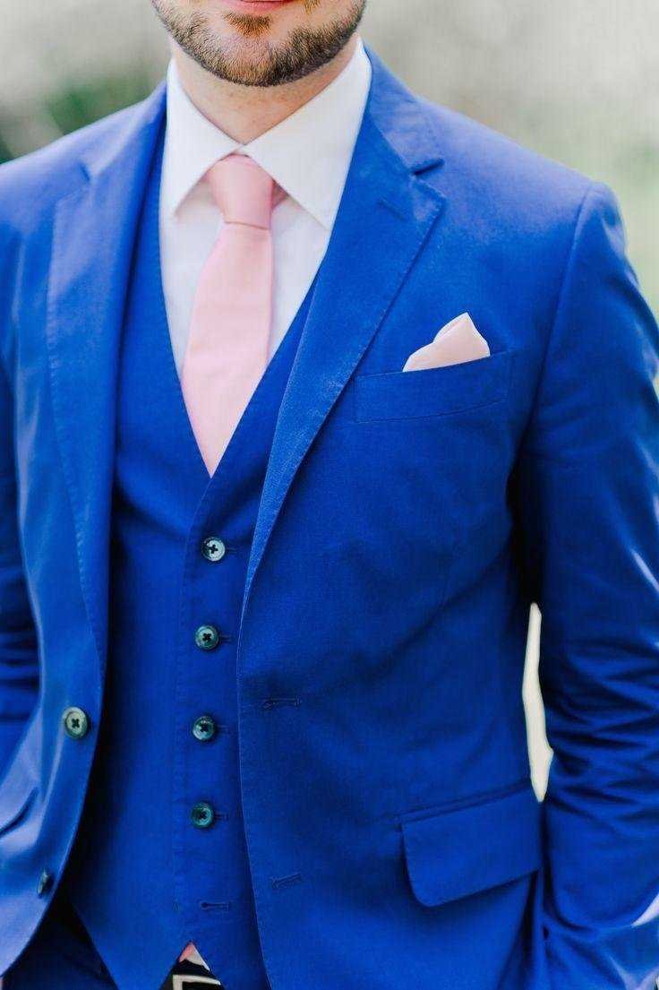 Синий свадебный костюм