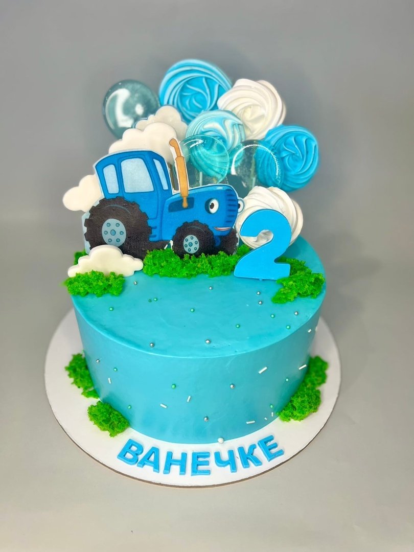 Бенто тортик синий трактор