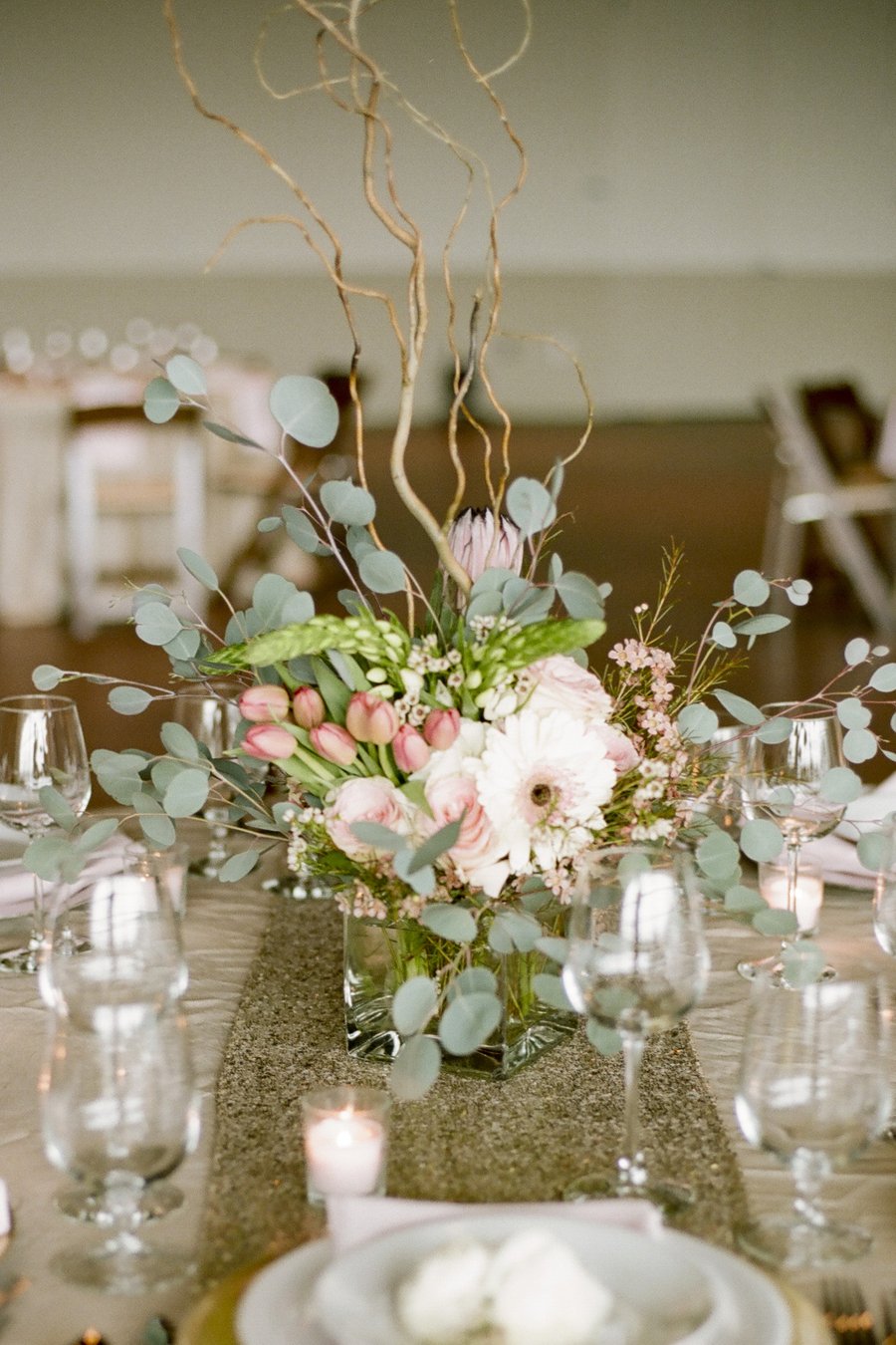 Pink Green Flower Centerpieces