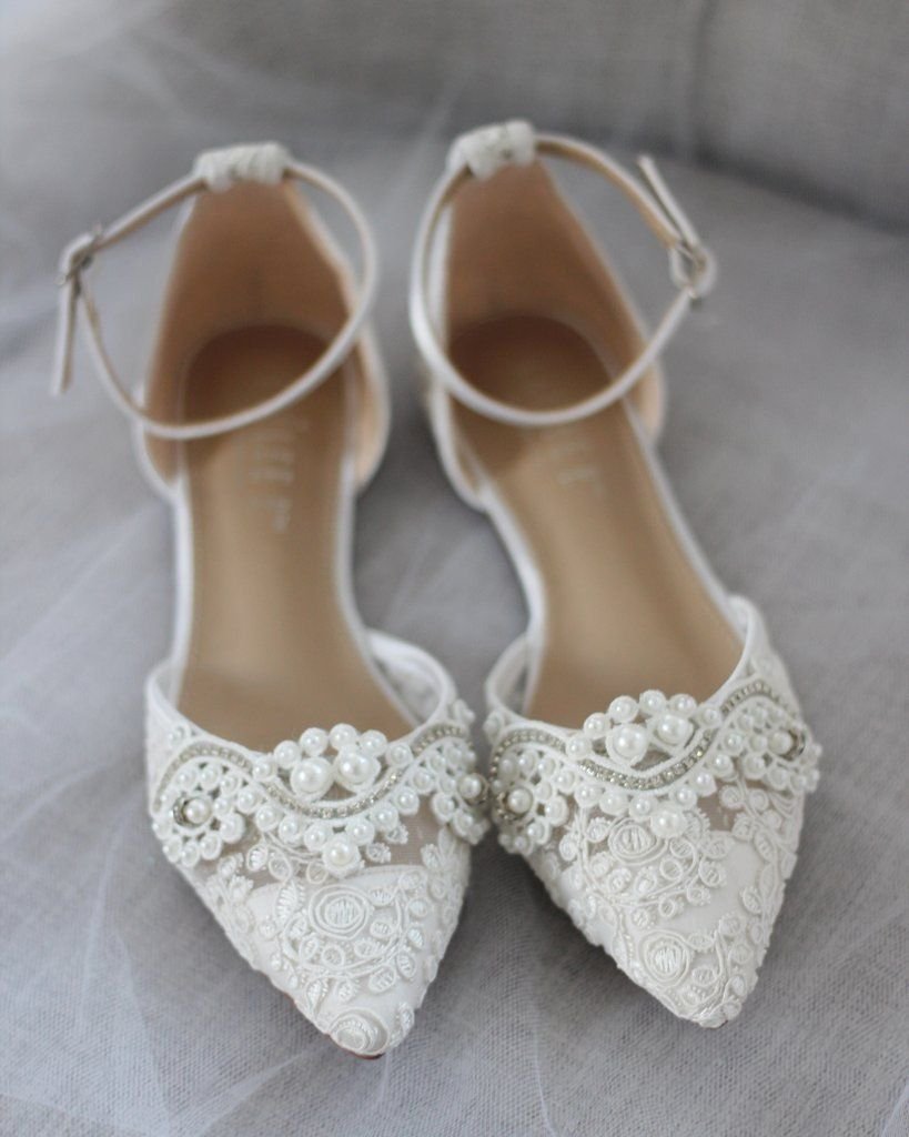 Свадебные ботинки для невесты на низком каблуке