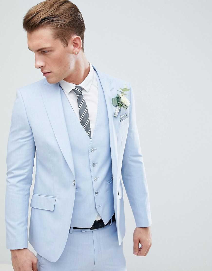 Голубой свадебный костюм мужской