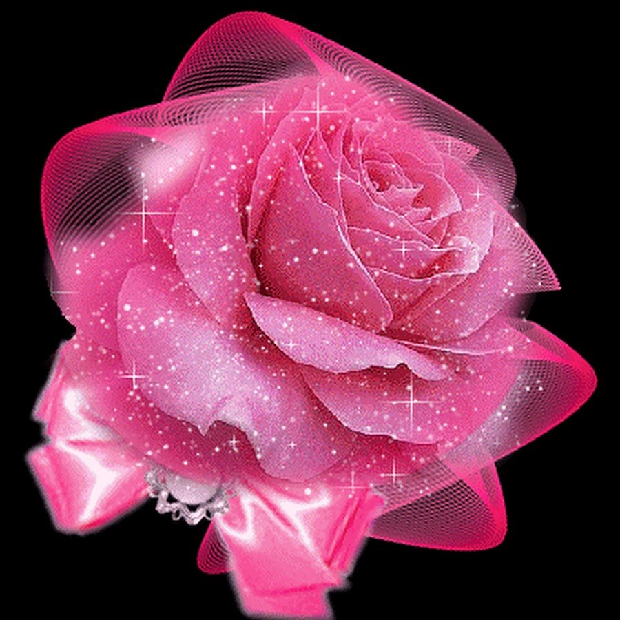 Розовые розы с блестками