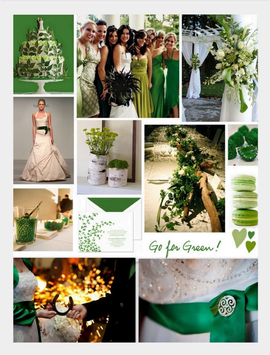 Бело зеленая палитра Свадебная
