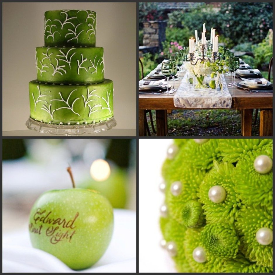 Свадебный декор в зеленом стиле
