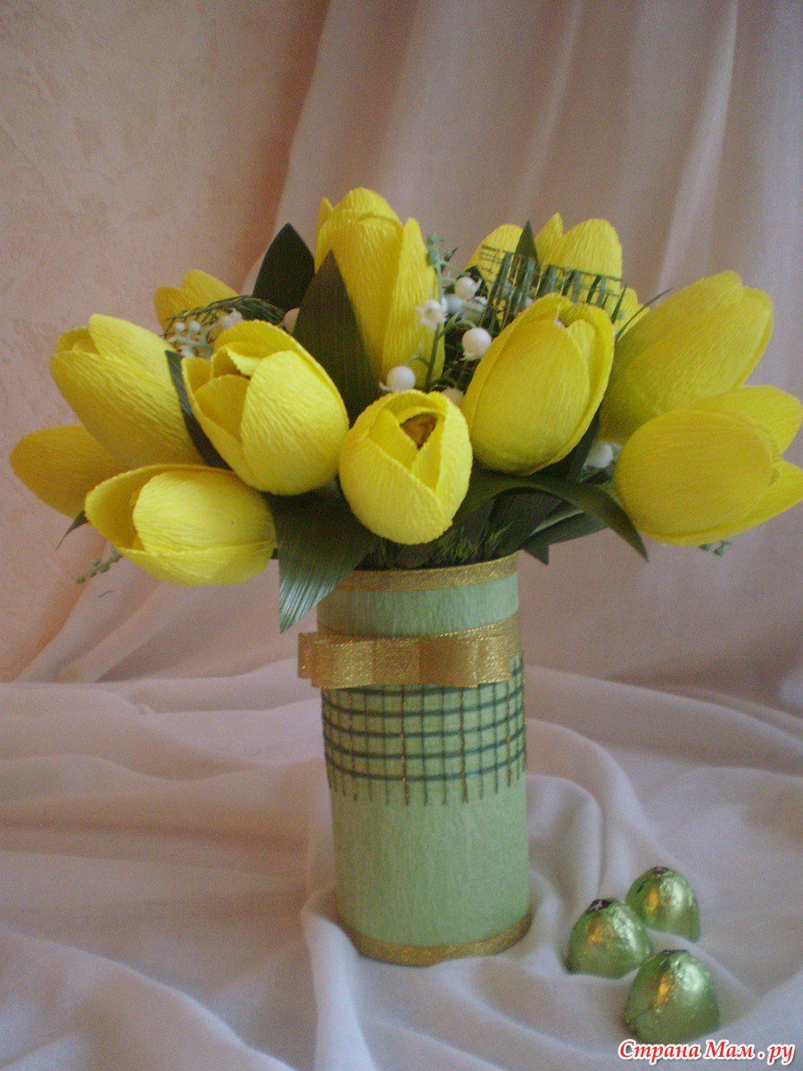 Тюльпаны из гофрированной бумаги
