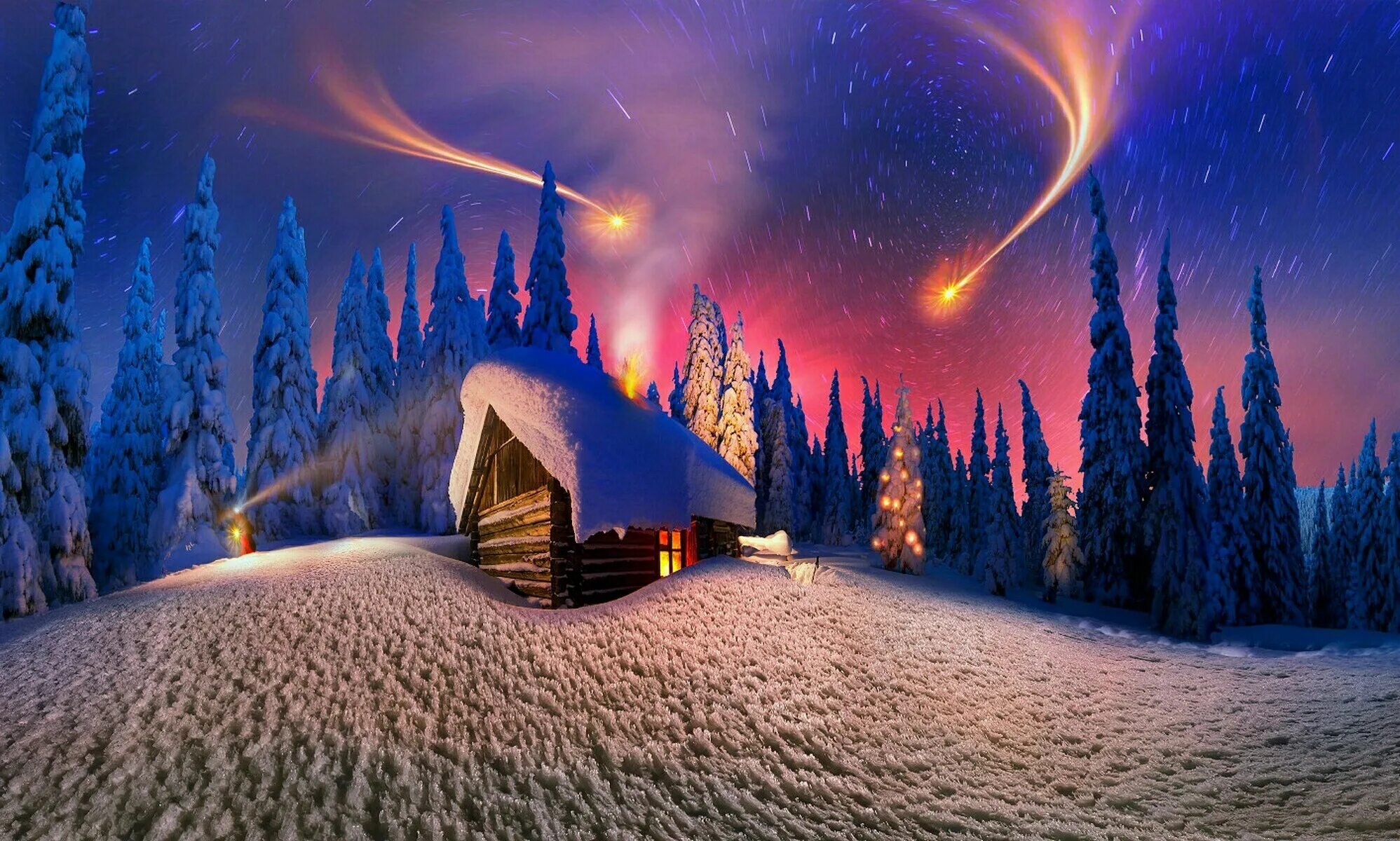 Ночь рождества музыка. Сказочный новый год. Новогодний пейзаж. Зимнее чудо. Новогодний домик в лесу.
