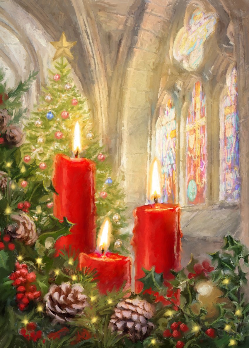 Свечи в храме на Рождество