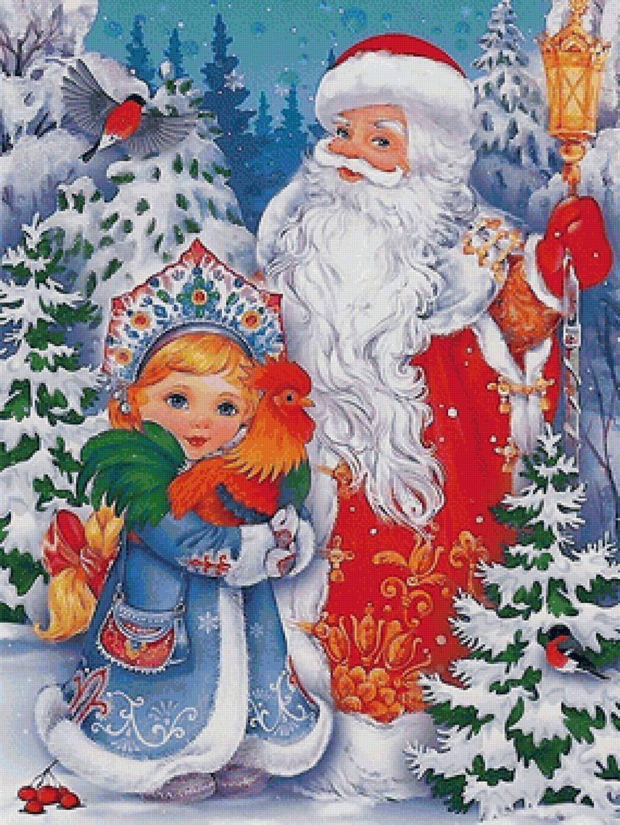 Новогодние открытки Деда Мороза и Снегурочки