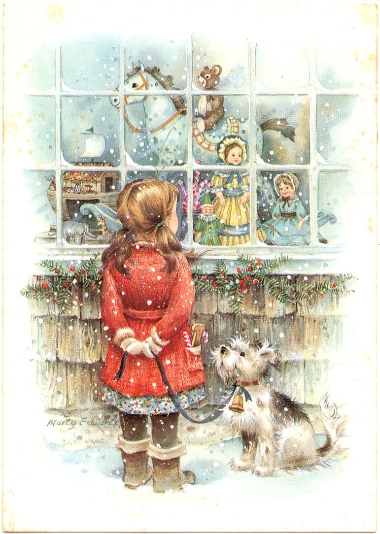 Винтажная открытка зима