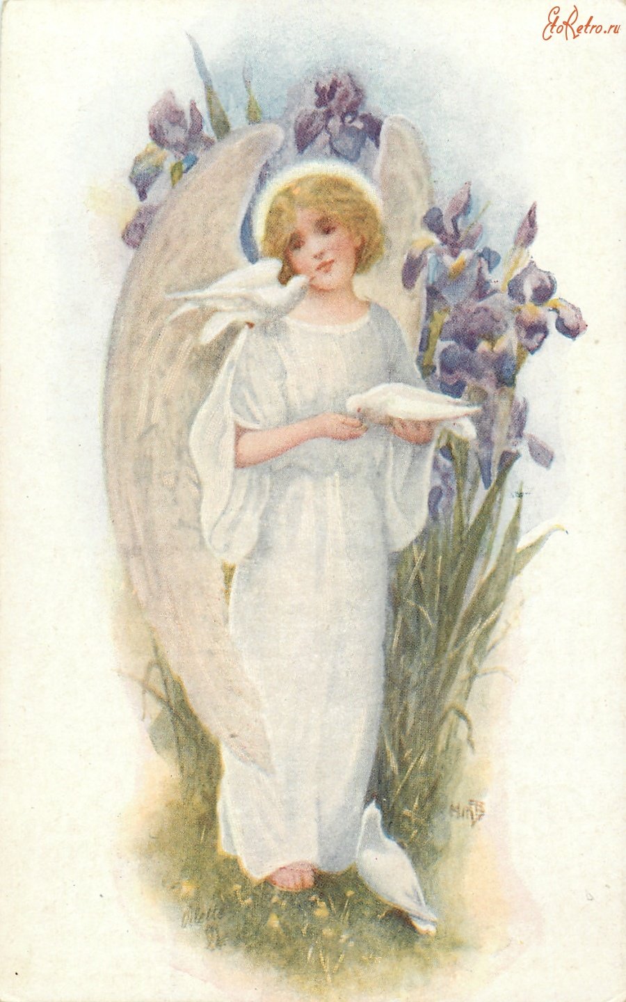 Пасхальные открытки с ангелами