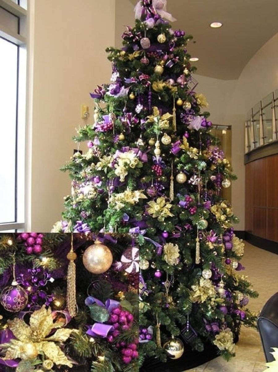 Украшение елки в фиолетовом цвете