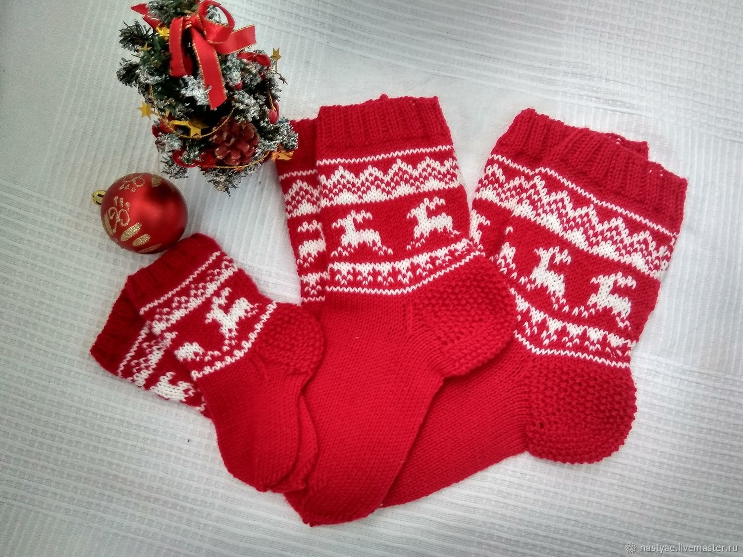 Рождественский носок спицами