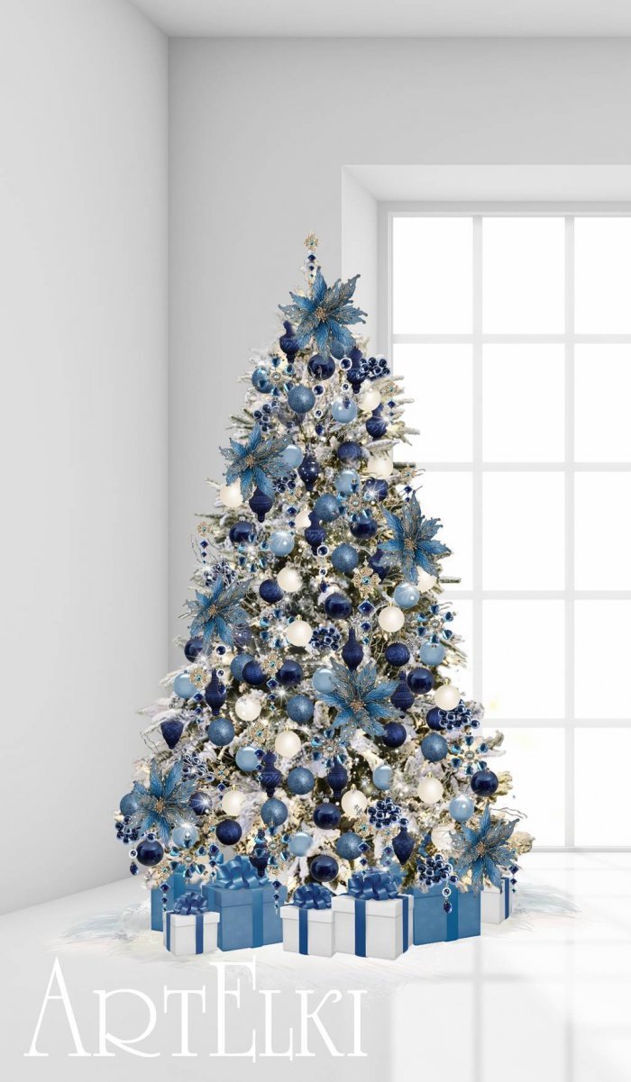 Бело синяя елка