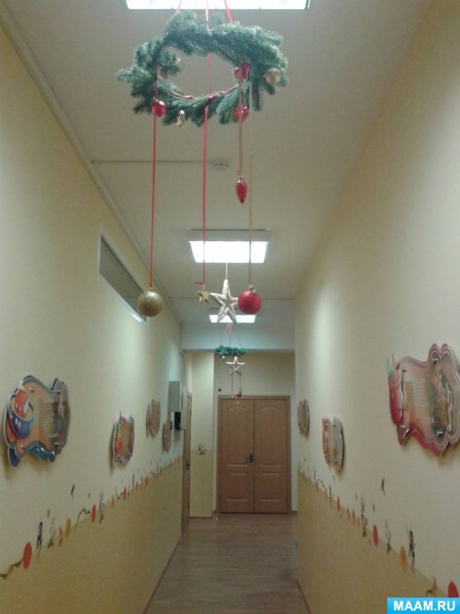 Украшение коридора в детском саду на новый год