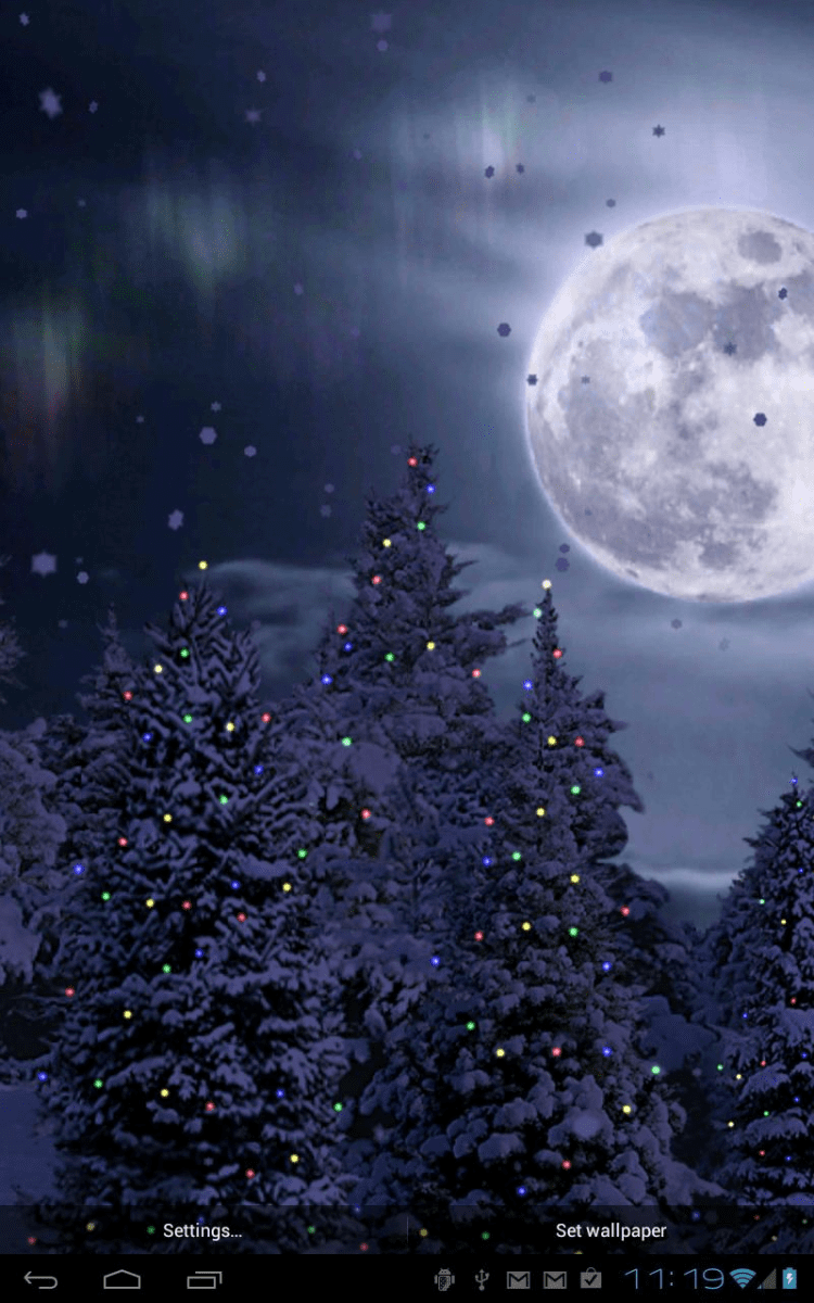 Зимние елки и Луна