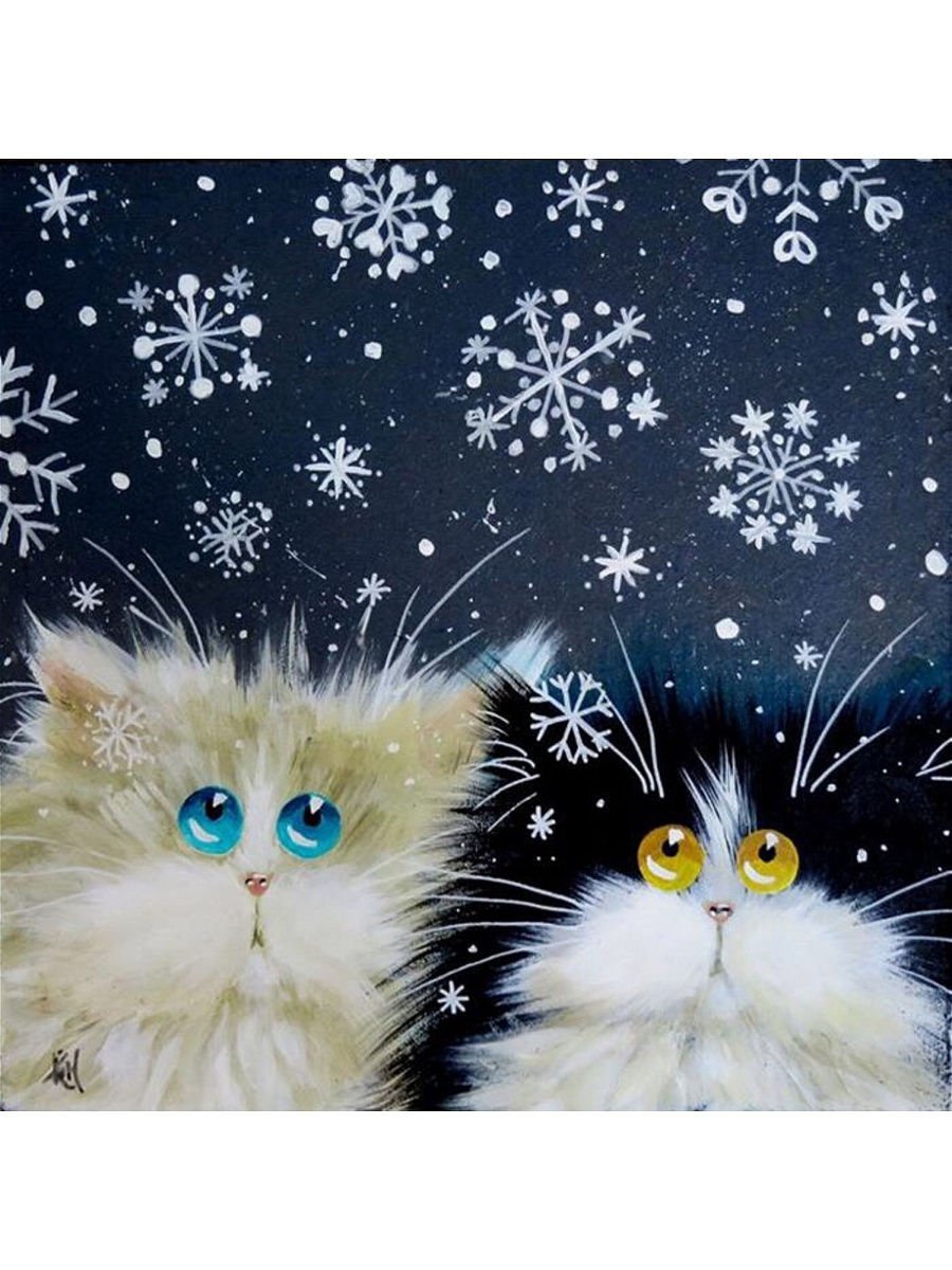 Снежинки коты