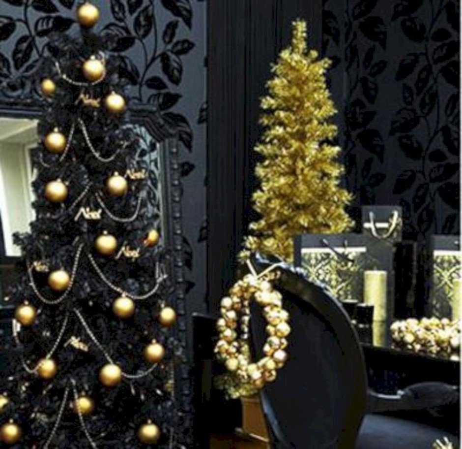 Новогодняя елка золото с черным
