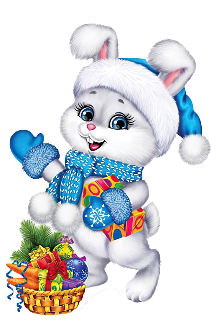 Кролик открытка новый год