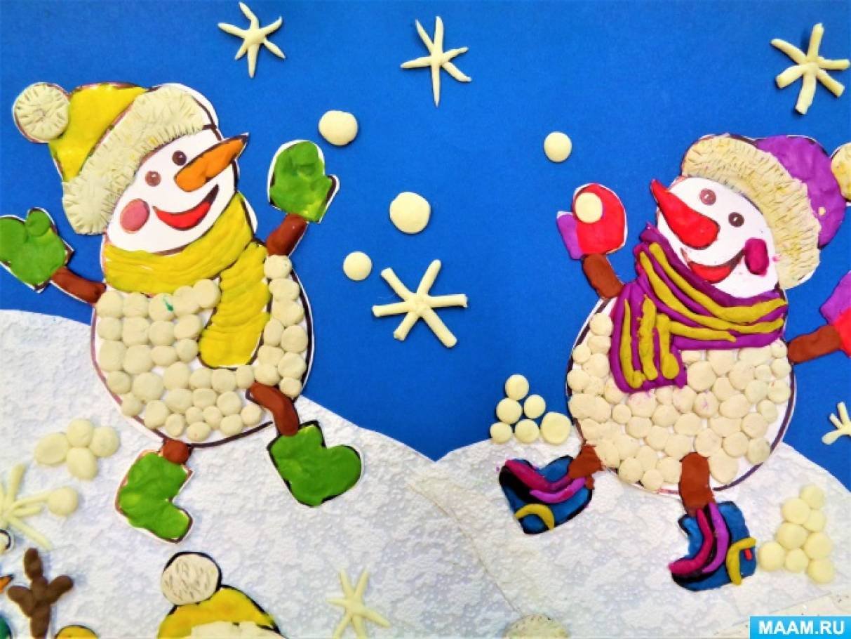 Зимний пластилин. Пластилинография для детей новый год. Снеговик в технике пластилинографии. Новогодняя картина пластилином. Аппликация пластилином Снеговик.