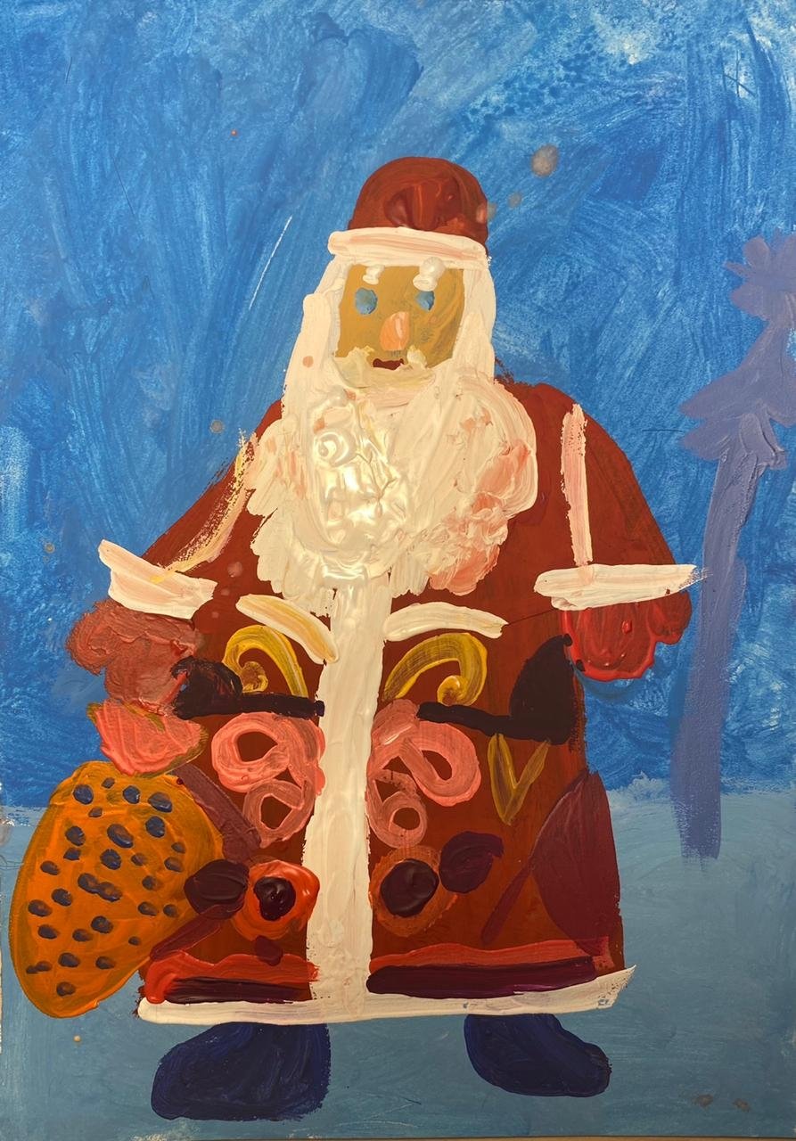Папа рисует Деда Мороза