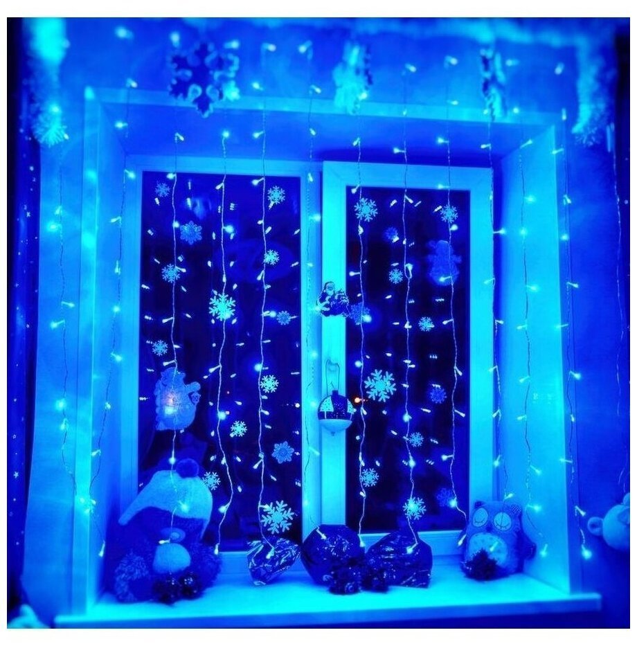 Гирлянда на окно 1на1м голубая валберис