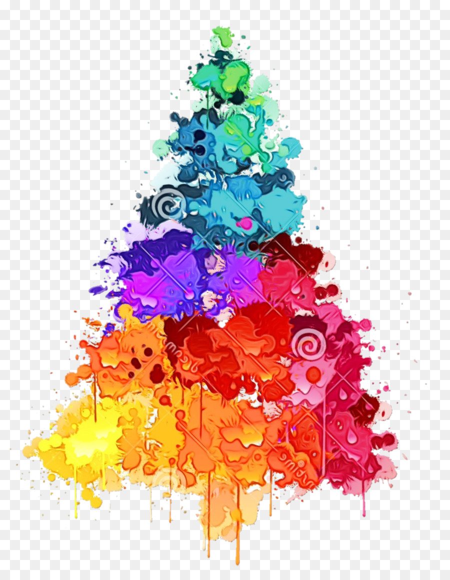 Новогодняя елка красками