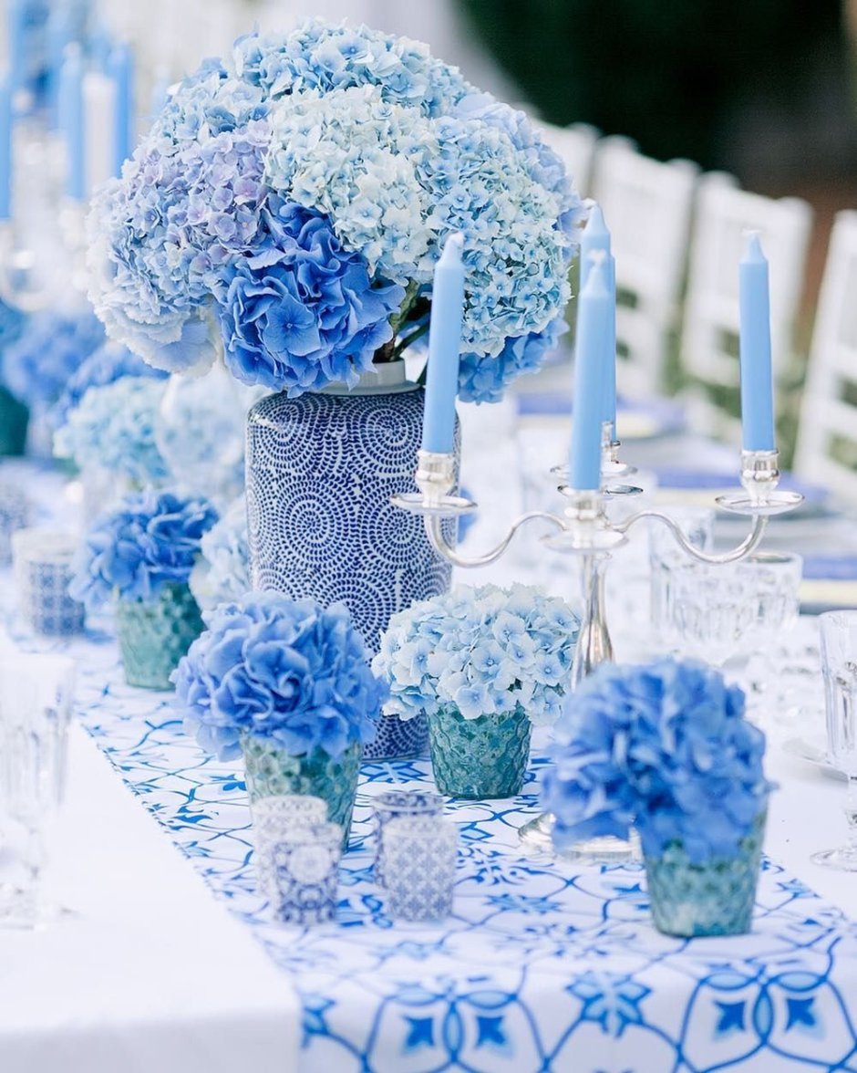 Украшение свадьбы в голубом цвете
